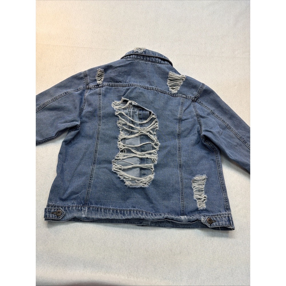 Highway Jeans Blue Very‎ Distressed Buttoned Denim Jacket Size XL women - Picture 13 of 16